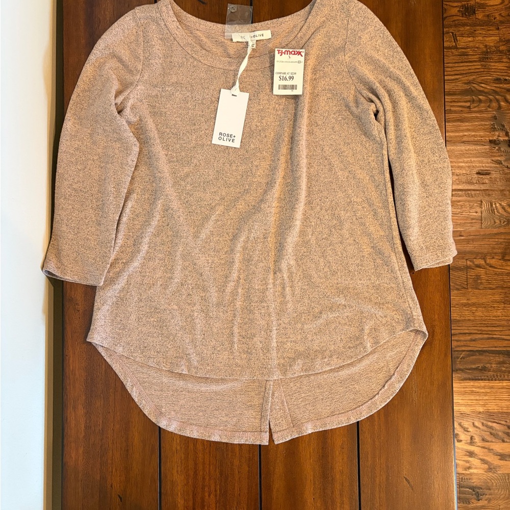 Rose & Olive Heather Pink 3/4 Sleeve Top